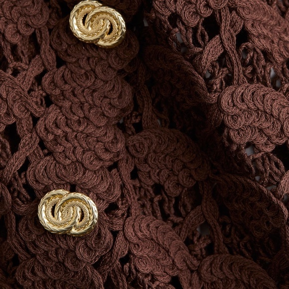 NWT H&M Limited Edition Women Crochet-look Knitted dress Dark Brown Solid colour - Picture 5 of 5